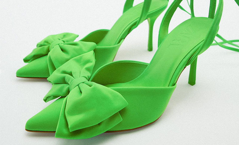 Zara cipele s mašnom u zelenoj boji 1