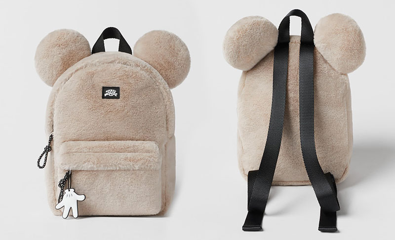 Zara krzeni ruksak s Mickey Mouse motivima u bež boji