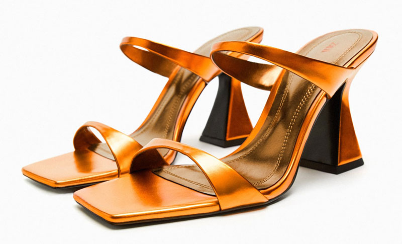 Zara narančaste metalik sandale