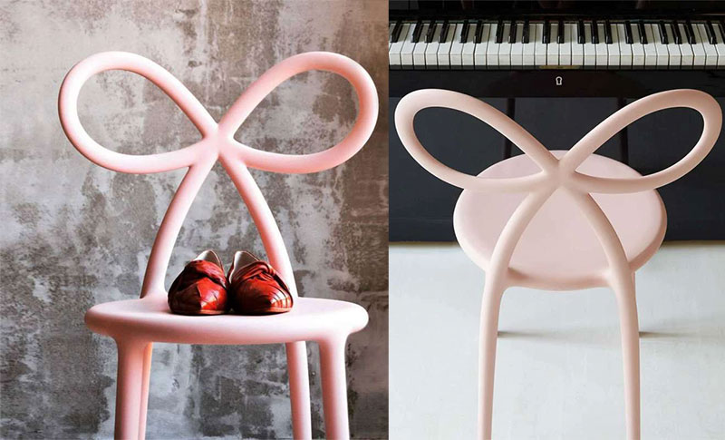 Ružičasta stolica s naslonom u obliku vrpce 1